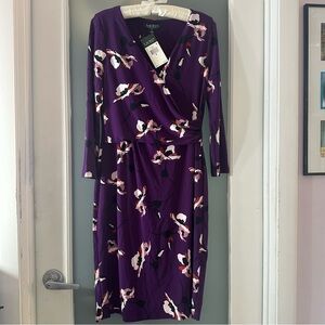 Lauren Ralph Lauren Purple Floral Long Sleeve Dress